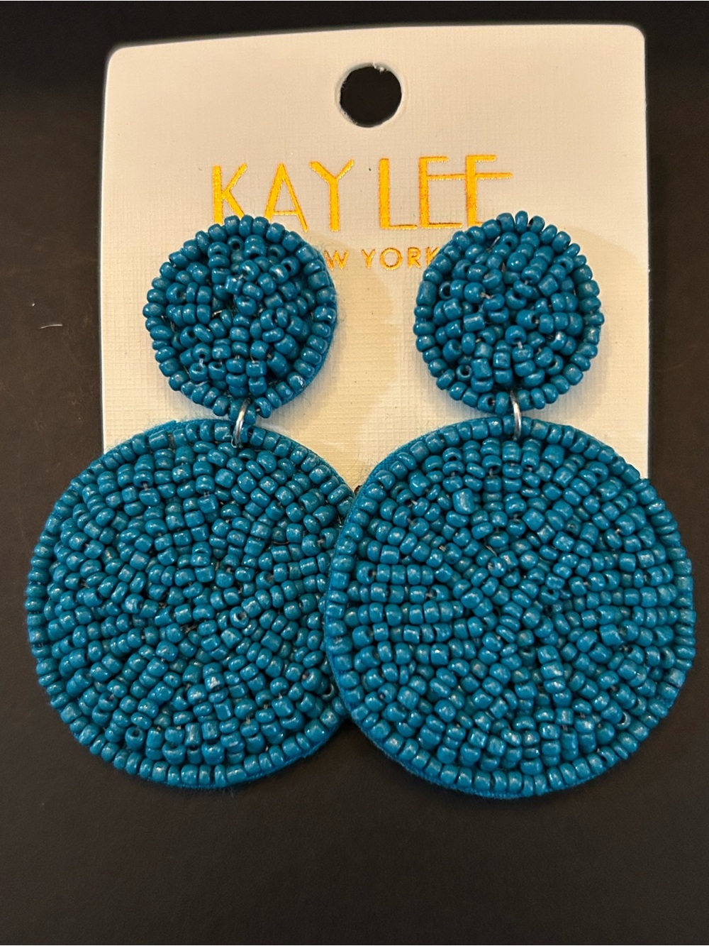Turquoise Handcrafted Beaded Double Disc Boho Design Drop Earrings